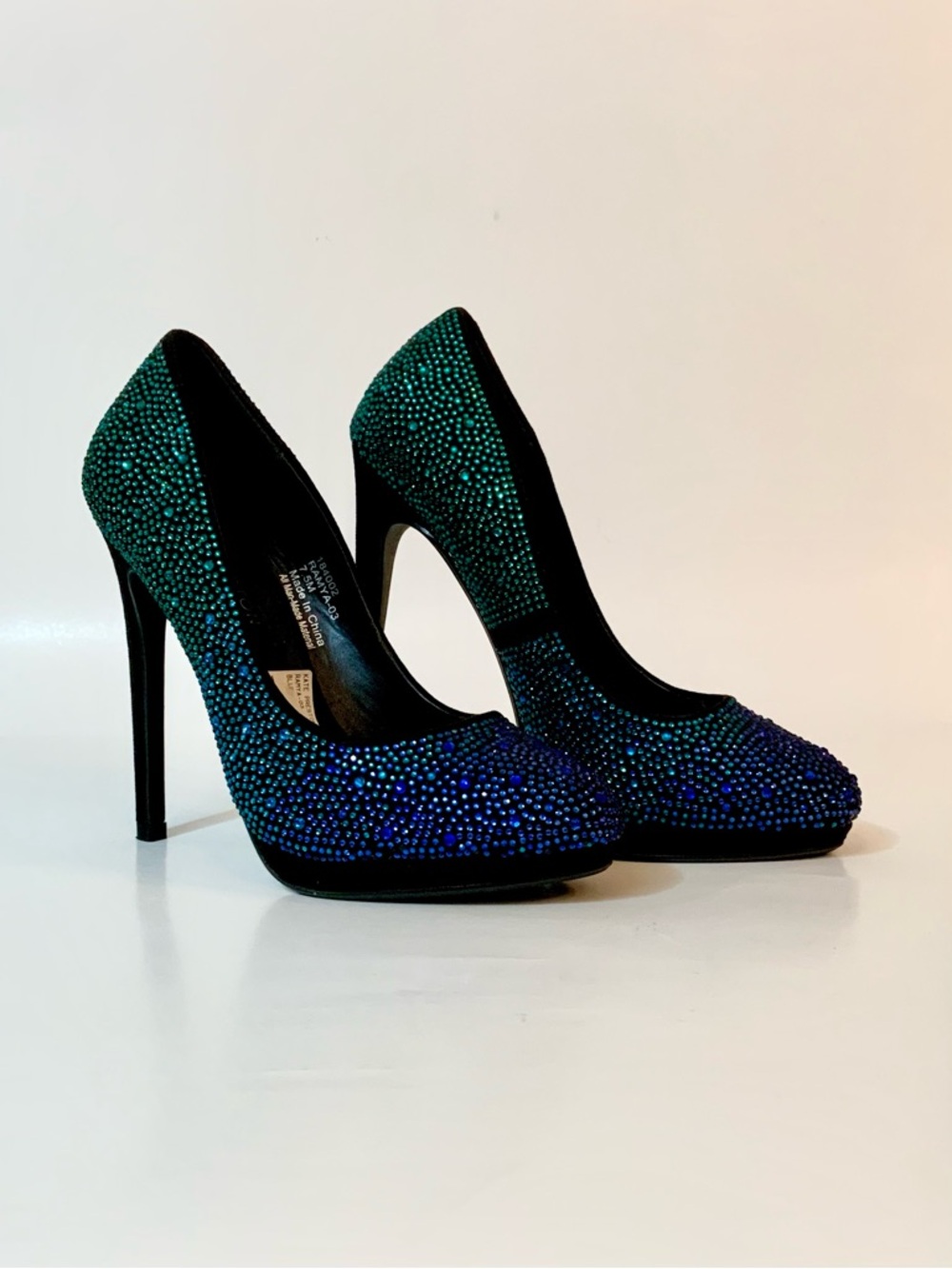 Kate Preston Teal & Blue Crystal High Heel Pumps